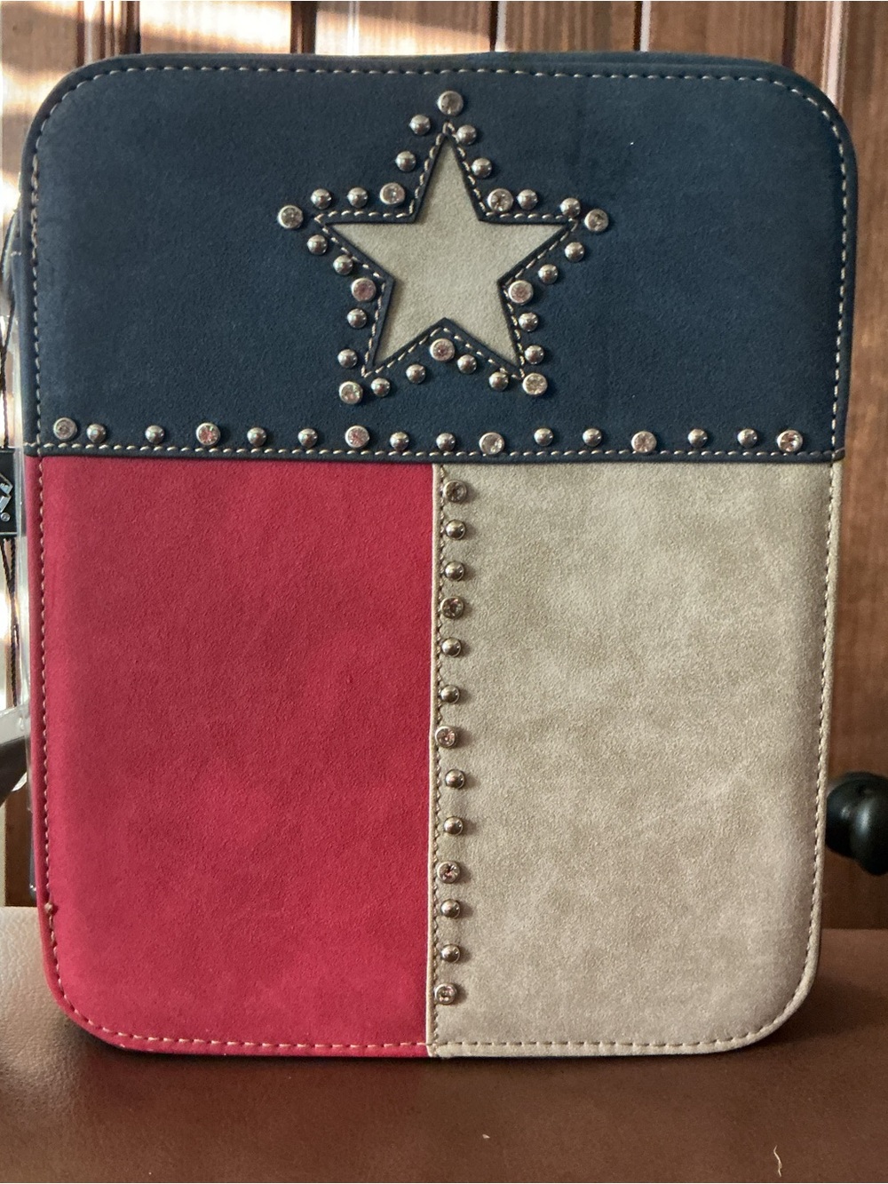 Tri-Color Star Studded Women’s Bible Cover- Red, Navy, Cream